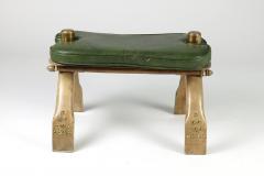 Brass Fitted Wood and Leather Camel Stool - 1363560
