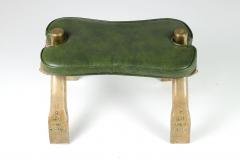 Brass Fitted Wood and Leather Camel Stool - 1363561