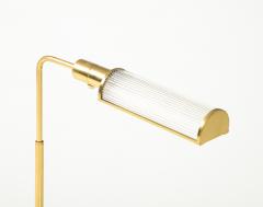 Brass Floor Lamp with Glass Shade and Glass Shelf - 3746406