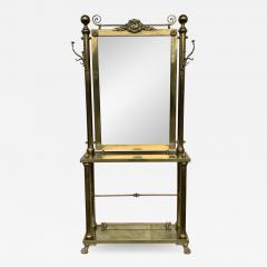 Brass Hall Tree Console Table Mirror - 1517801