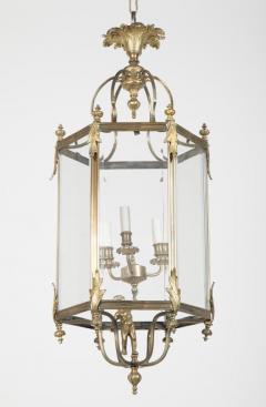 Brass Hexagonal Three Light Lantern with Putti - 2116980