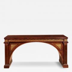 Brass Inlaid Arched Rosewood Console Table - 4379497
