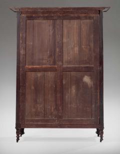 Brass Inlaid Carved Mahogany Armoire - 917423