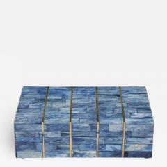 Brass Inlay Stripe Blue Bone Box - 2747791