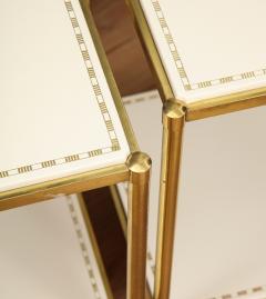 Brass Leather Side Tables - 1122934