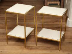 Brass Leather Side Tables - 1122936