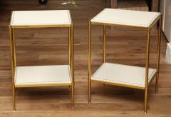 Brass Leather Side Tables - 1122941