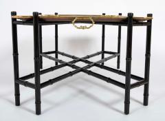 Brass Molded and Curved Edge Tray Table on Ebonized Faux Bamboo Stand - 4479218