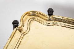 Brass Molded and Curved Edge Tray Table on Ebonized Faux Bamboo Stand - 4479219