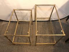 Brass Nest of Tables with Mirror Tops in Bamboo Form - 3001759