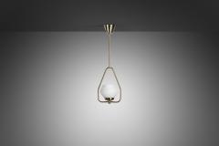 Brass Pendant Lamp with Textured Opal Glass Shade Europe Mid 20th Century - 4142727