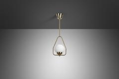 Brass Pendant Lamp with Textured Opal Glass Shade Europe Mid 20th Century - 4142729