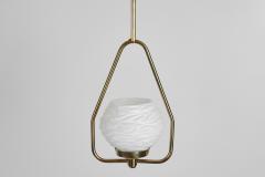 Brass Pendant Lamp with Textured Opal Glass Shade Europe Mid 20th Century - 4142732