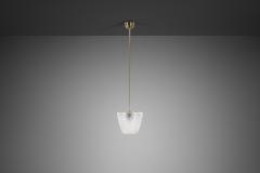 Brass Pendant Light with Etched Glass Shade Europe Mid 20th Century - 4647247