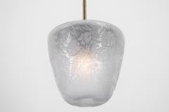 Brass Pendant Light with Etched Glass Shade Europe Mid 20th Century - 4686960