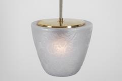 Brass Pendant Light with Etched Glass Shade Europe Mid 20th Century - 4686961