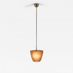 Brass Pendant Light with Etched Glass Shade Europe Mid 20th Century - 4689707