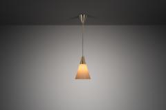Brass Pendant Light with Opal Glass Shade Europe 1960s - 4638216