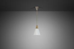 Brass Pendant Light with Opal Glass Shade Europe 1960s - 4638280