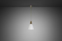 Brass Pendant Light with Opal Glass Shade Europe 1960s - 4638282