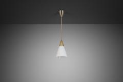 Brass Pendant Light with Opal Glass Shade Europe 1960s - 4638284