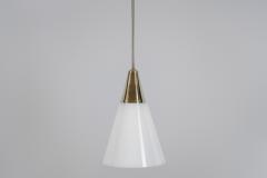 Brass Pendant Light with Opal Glass Shade Europe 1960s - 4638285