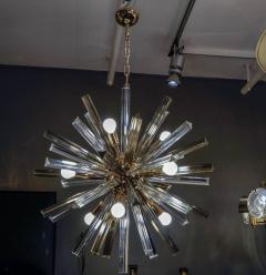 Brass Round Chandelier with Triedre Murano Glass Spikes - 717724