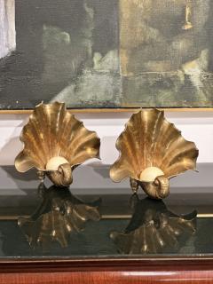 Brass Shell Form Candle Holders Catchalls a Pair - 3465133