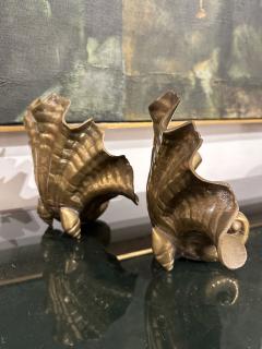 Brass Shell Form Candle Holders Catchalls a Pair - 3465144