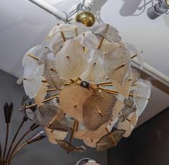Brass Sphere with Murano Glass Leaves Chandelier - 4719231
