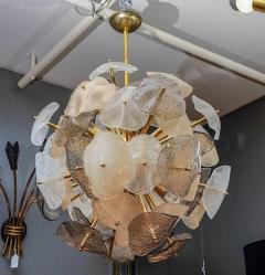 Brass Sphere with Murano Glass Leaves Chandelier - 4719232
