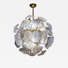 Brass Sphere with Murano Glass Leaves Chandelier - 4752420