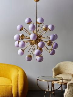 Brass Sputnik Chandelier with Lilac Glass Globes - 4730678