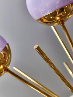 Brass Sputnik Chandelier with Lilac Glass Globes - 4730741