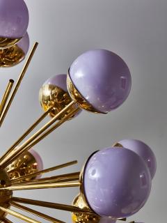 Brass Sputnik Chandelier with Lilac Glass Globes - 4730742