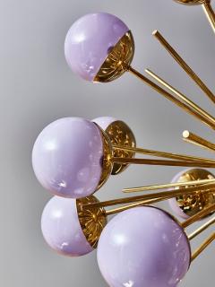 Brass Sputnik Chandelier with Lilac Glass Globes - 4730743