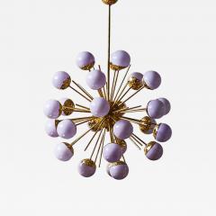 Brass Sputnik Chandelier with Lilac Glass Globes - 4746715