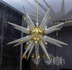 Brass Sputnik Chandelier with Murano Glass Spikes - 728673