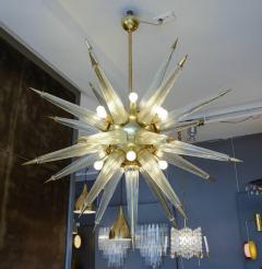 Brass Sputnik Chandelier with Murano Glass Spikes - 728678