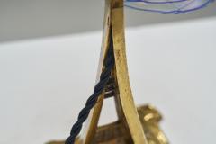 Brass Table Lamp with Iridescent Glass Shade Europe Early 20th Century - 3470882