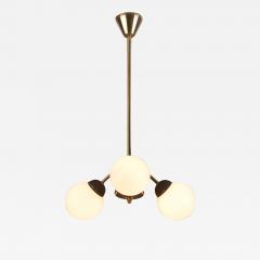 Brass Three Armed Ceiling Lamp with Opal Glass Shades Scandinavia 1950s - 3104612