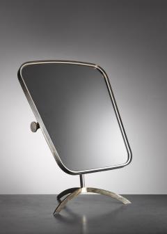 Brass Tilting Console Mirror with White Inside Rim Germany 1950s - 958664