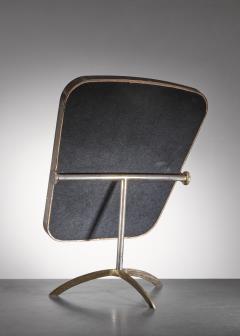 Brass Tilting Console Mirror with White Inside Rim Germany 1950s - 958665