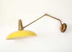 Brass Yellow Wall Lamp With Double Swivel Arm France 1950 s - 4620681