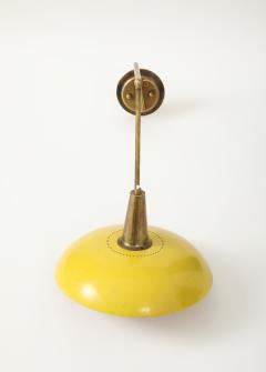Brass Yellow Wall Lamp With Double Swivel Arm France 1950 s - 4620682