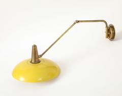 Brass Yellow Wall Lamp With Double Swivel Arm France 1950 s - 4620684