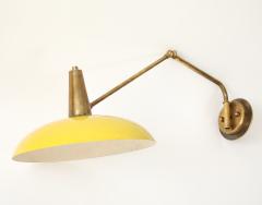 Brass Yellow Wall Lamp With Double Swivel Arm France 1950 s - 4620687