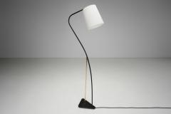 Brass and Black Lacquered Metal Floor Lamp Denmark 1950s - 4487189