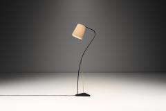 Brass and Black Lacquered Metal Floor Lamp Denmark 1950s - 4488390