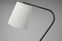 Brass and Black Lacquered Metal Floor Lamp Denmark 1950s - 4488395